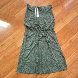 Stewart+Brown Organic Hemp Abstract Leopard Midi Skirt Size Medium Green